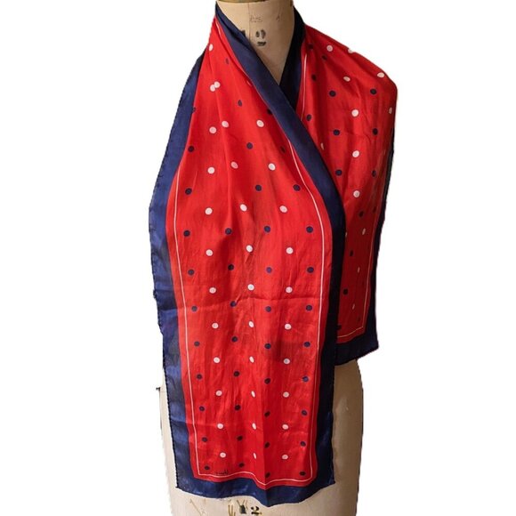 Vintage Vera Neuman polka dots silk hand rolled  hem scarf - Picture 7 of 13